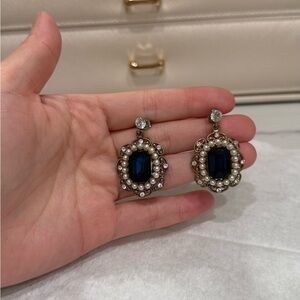 Elegant Blue and Silver Pearl Earrings